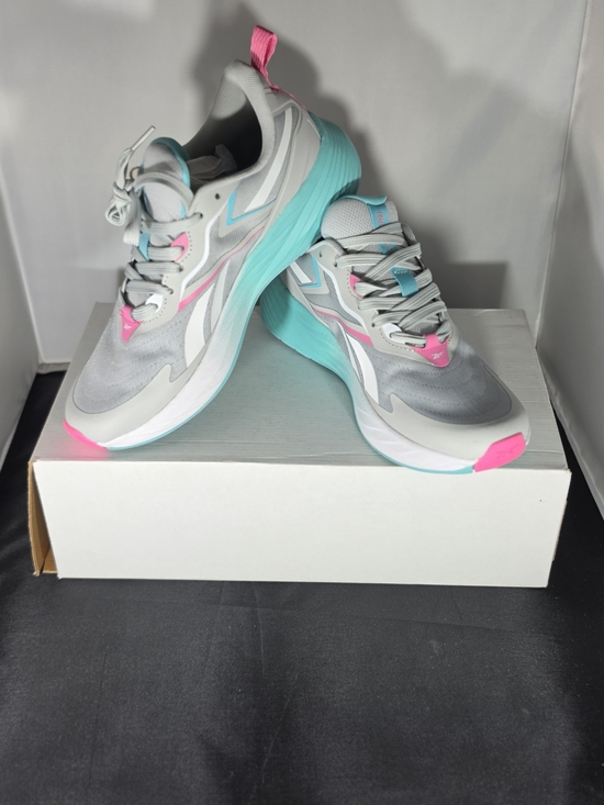 Reebok Shoes - Reebok Women's Grey Sneakers with Pink & Aqua Highlights